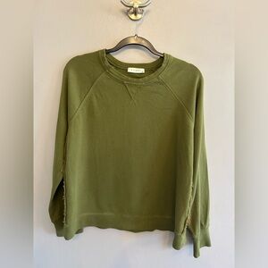 Stark X 100% vintage cotton olive green sweatshirt with red side ribbons sz M